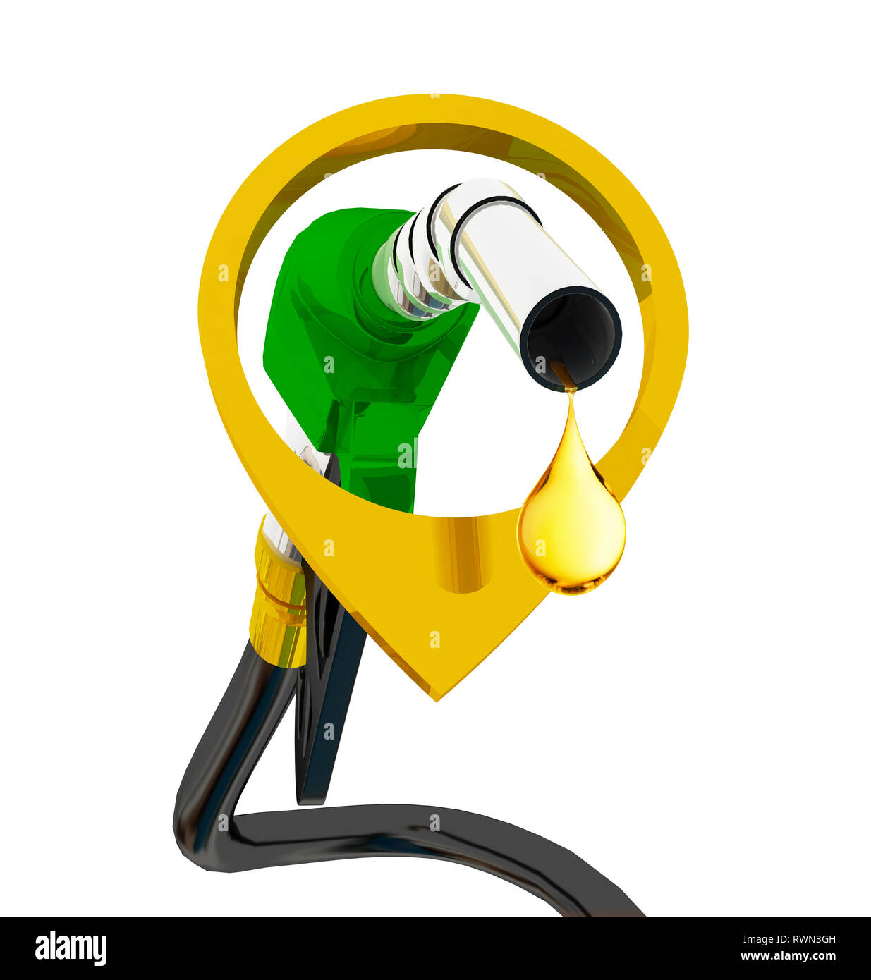 nozzle pumping gasoline in a tank, of fuel nozzle pouring gasoline over