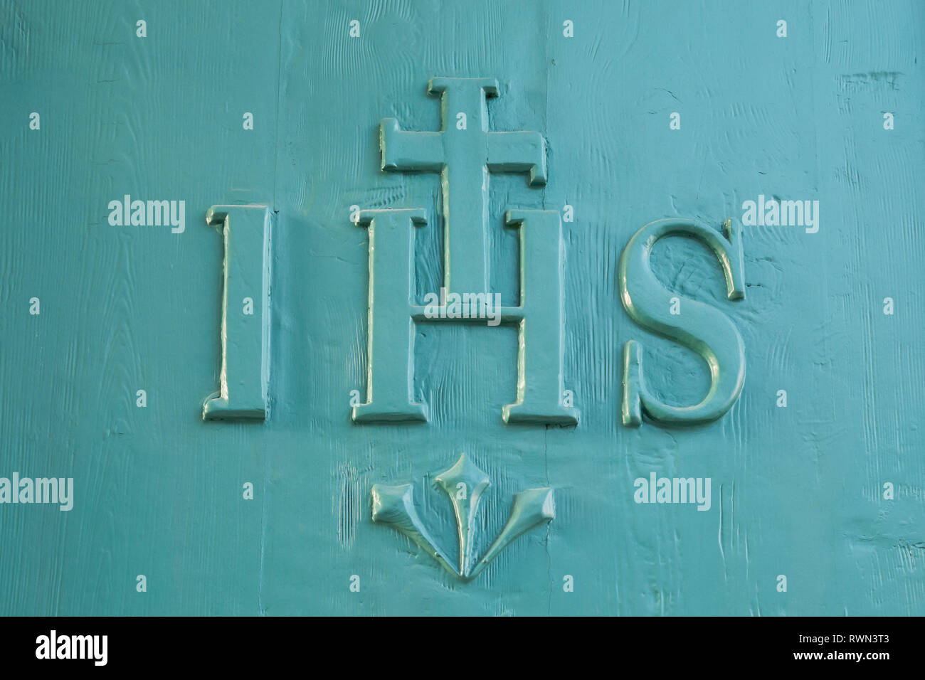 Christogram monogram IHS, Jesus Christ abbreviation Stock Photo