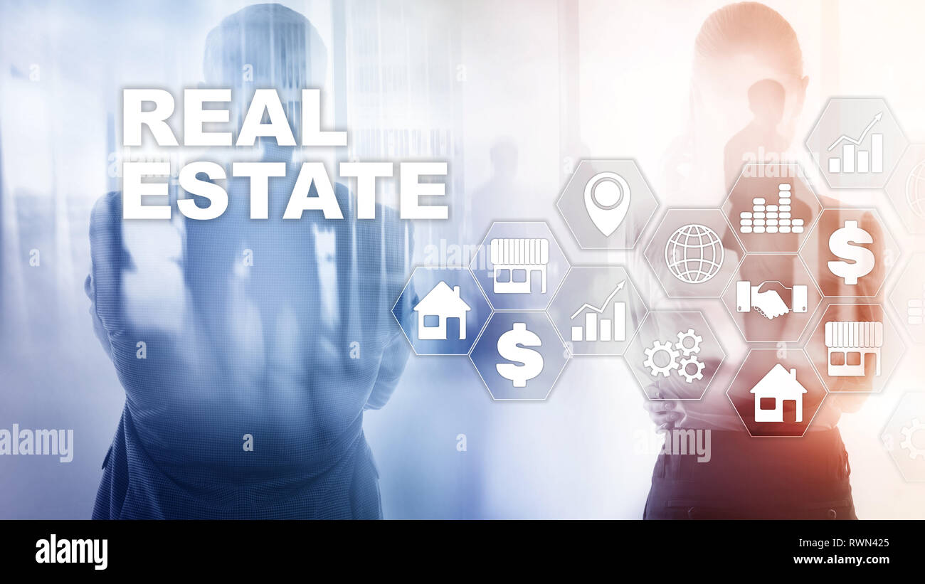 Real estate. Property insurance and security concept. Mixed media. Stock Photo