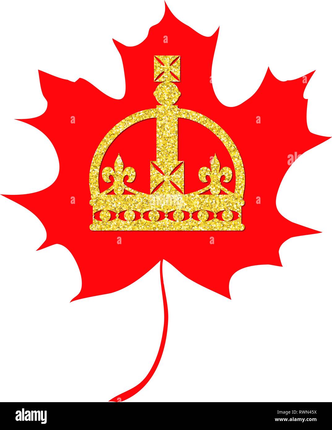 Happy Victoria Day card with maple leaf and crown. Victoria day