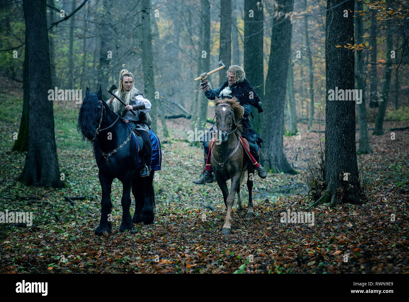 Viking Pale Riders Blonde woman riding horse hi-res stock photography and images - Alamy
