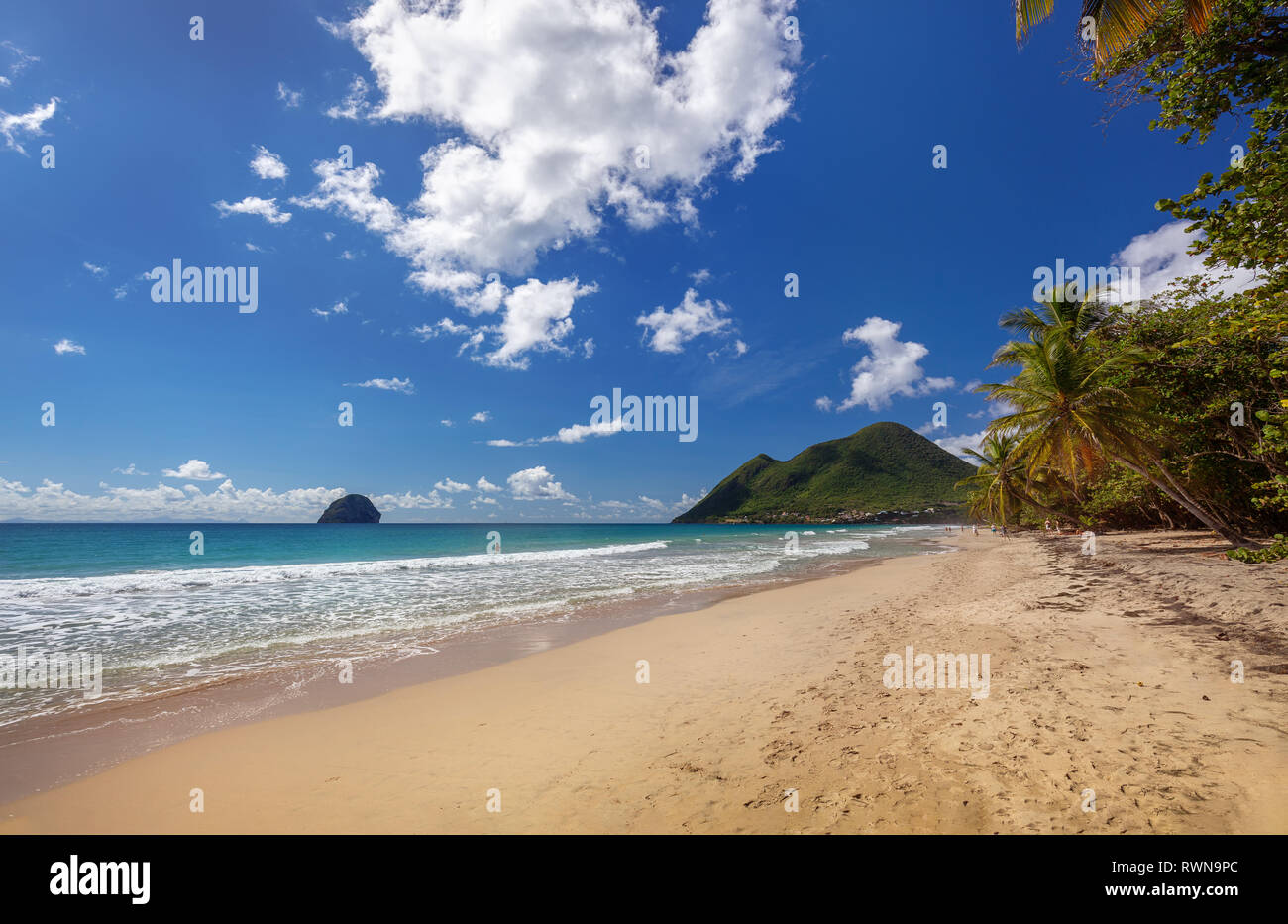 Beach in Martinique island, Caribbean. Le Diamont beach. Stock Photo