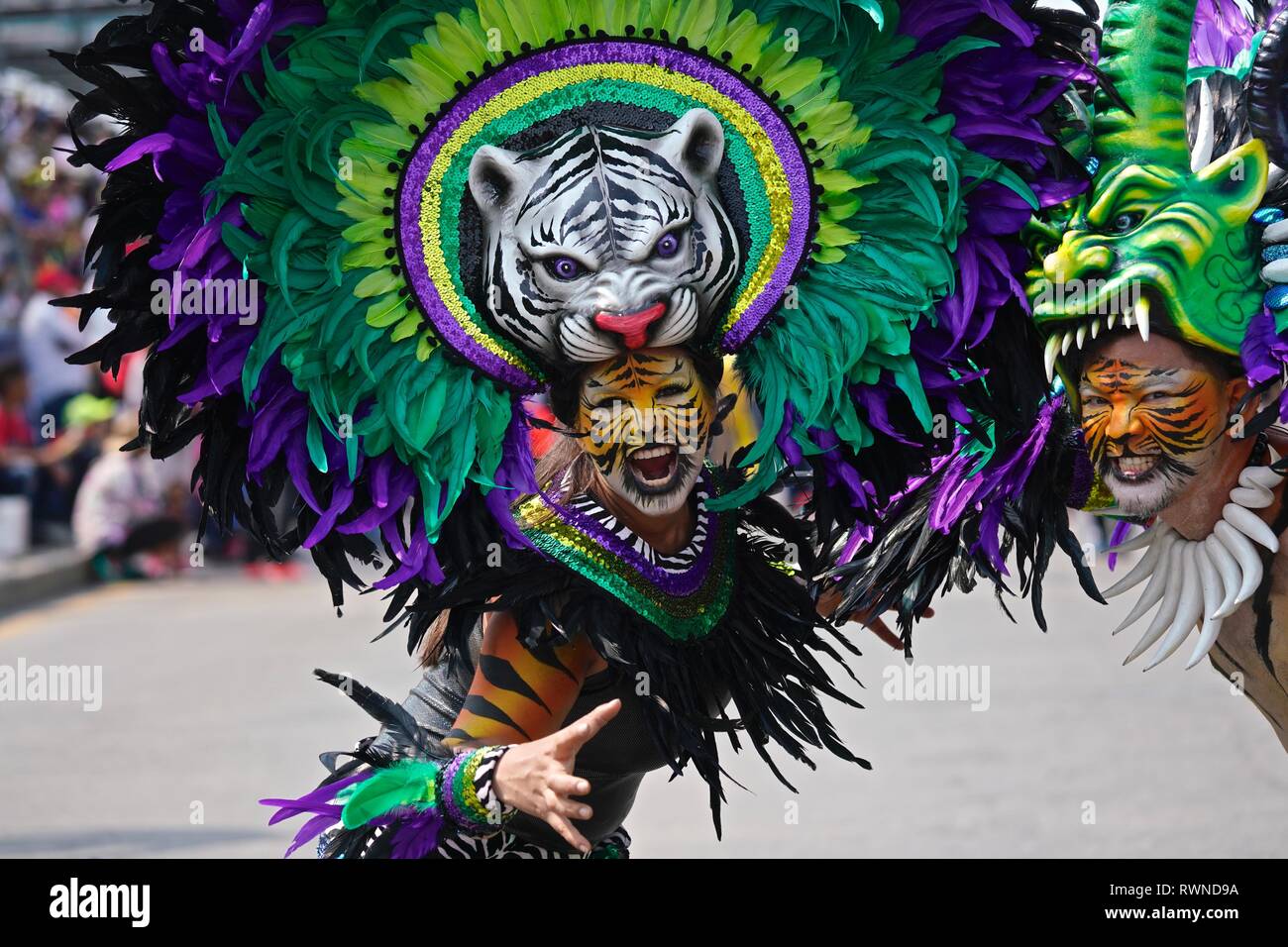 Dancers of the Carnaval troupe Selva Africana Stock Photo