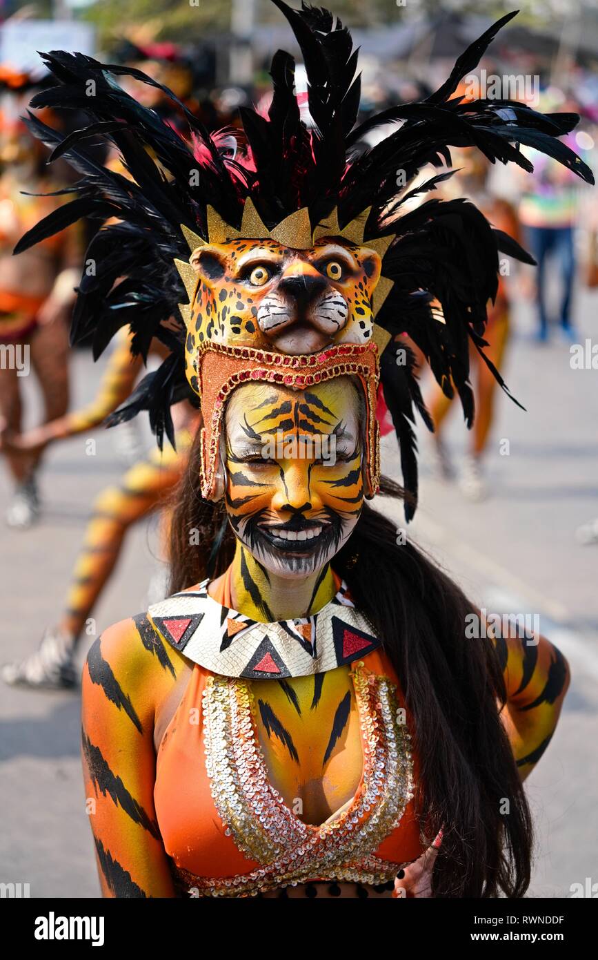 Dancers of the Carnaval troupe Selva Africana Stock Photo