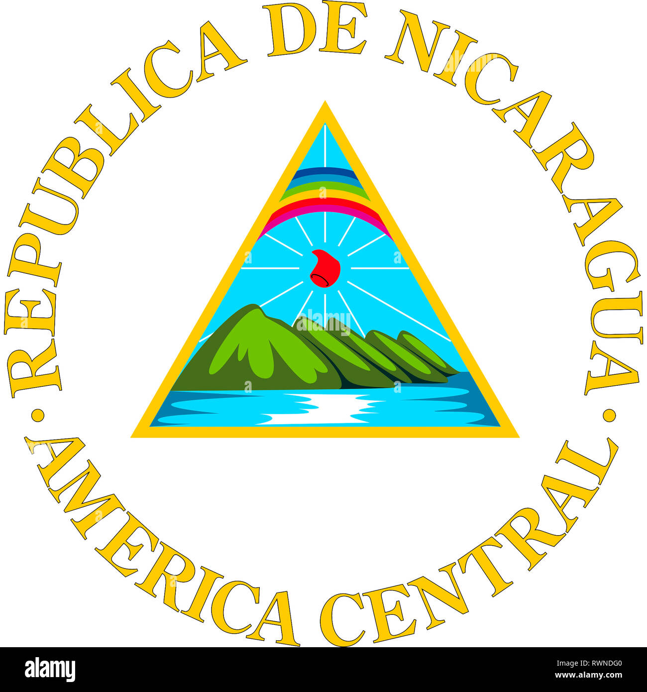 National coat of arms of the Republic of Nicaragua Stock Photo - Alamy