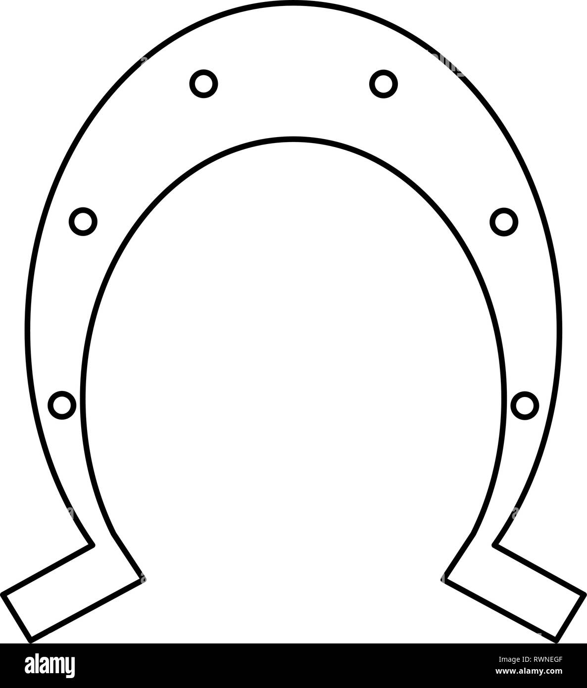 St patricks horseshoe symbol black and white Stock Vector