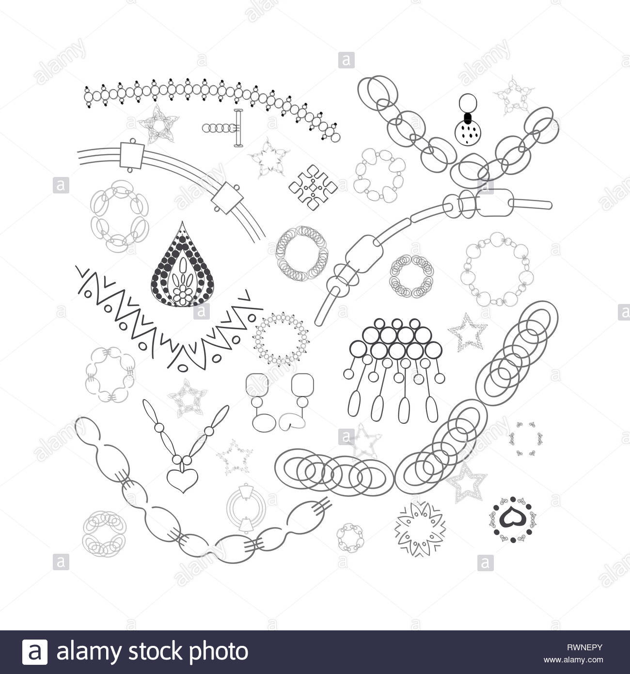 Black Jewellery Illustration Hand Drawn White Background T Shirt