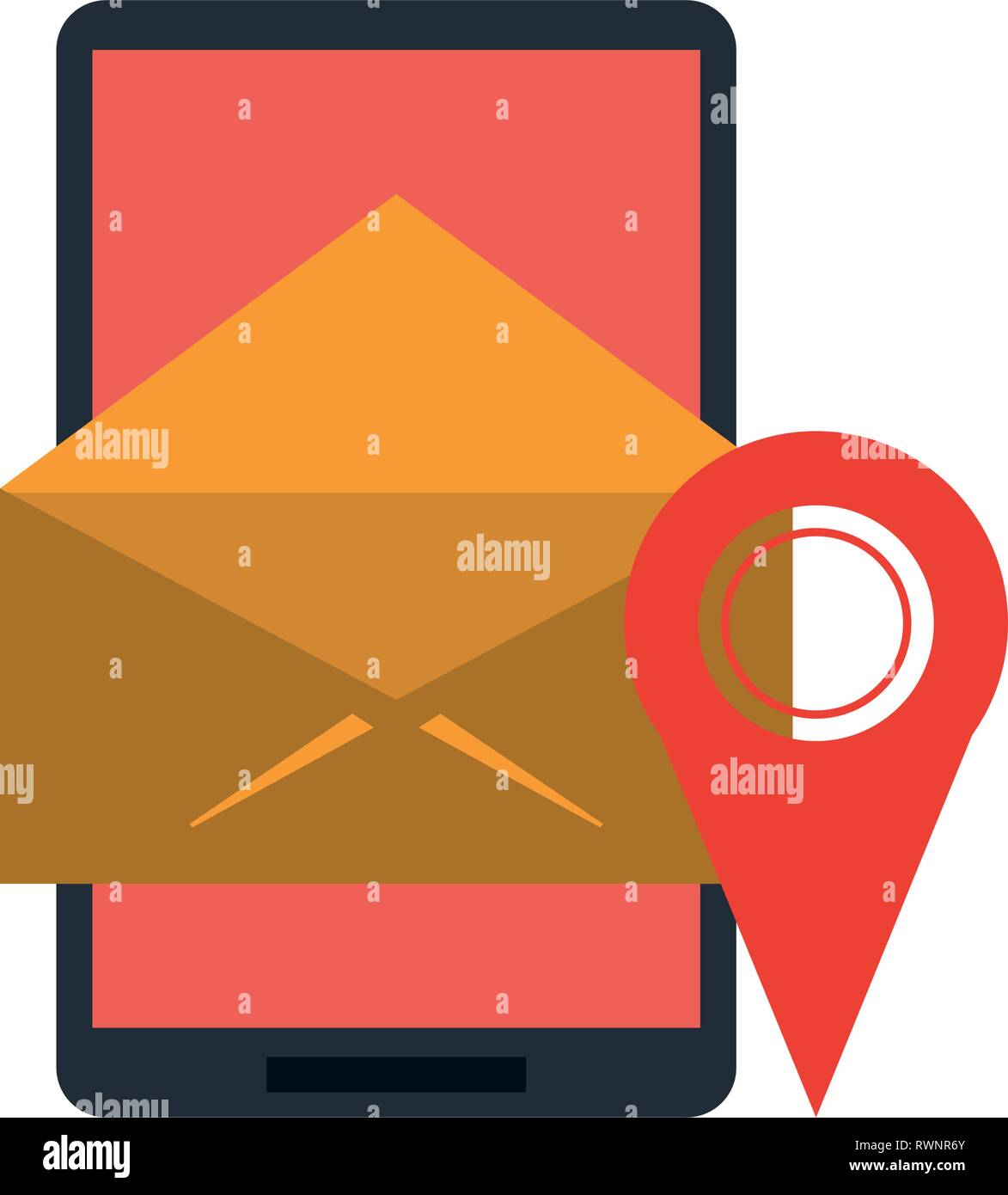smartphone email sending and gps location pin Stock Vector Image & Art