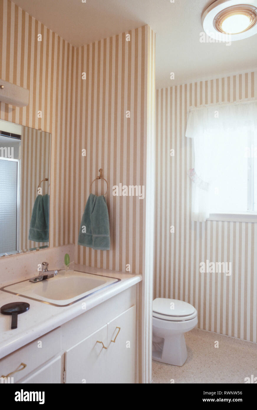 1960s American Bathroom Interior, USA Stock Photo Alamy