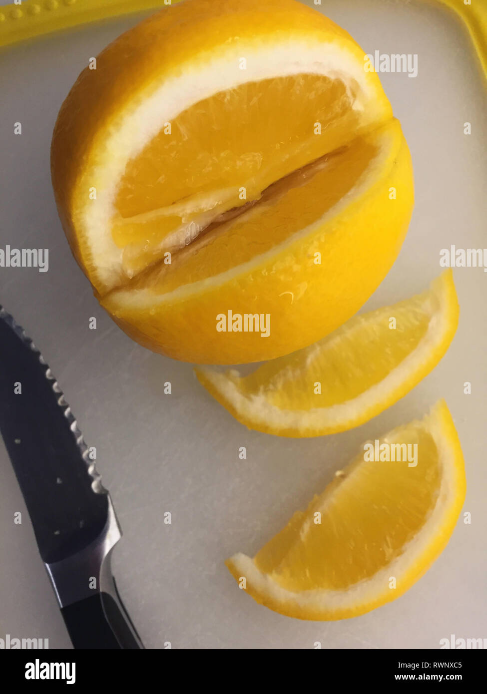 Sliced Meyer Lemon Stock Photo