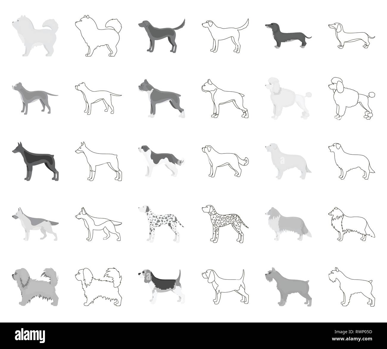 animal,beagle,bernard,boxer,breed,breeding,breeds,bull,care,carnivorous,chao-chao,collection,collie,concept,dachshund,dalmatian,decorative,design,different,doberman,dog,element,eps,face,gray,hair,icon,illustration,isolated,labrador,logo,mammal,mittelschnauzer,monochrome,outline,official,paw,pet,pikines,pit,poodle,pug,retriever,set,shepherd,sign,symbol,vector,web,white Vector Vectors , Stock Vector