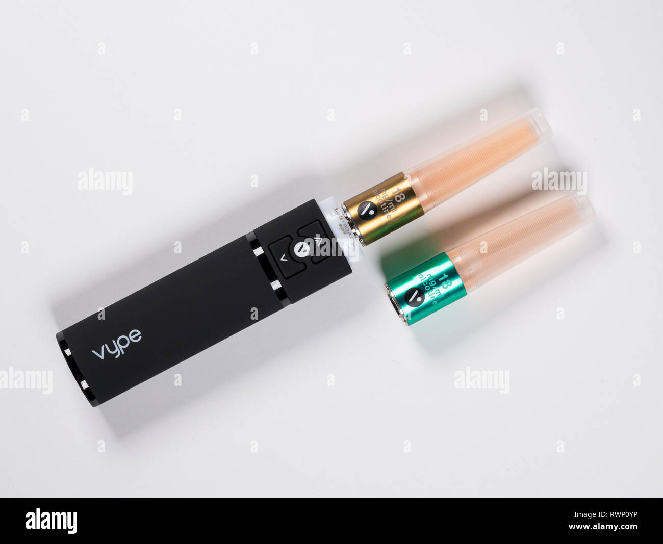 Vype ePen nicotine dispenser and caps Stock Photo - Alamy