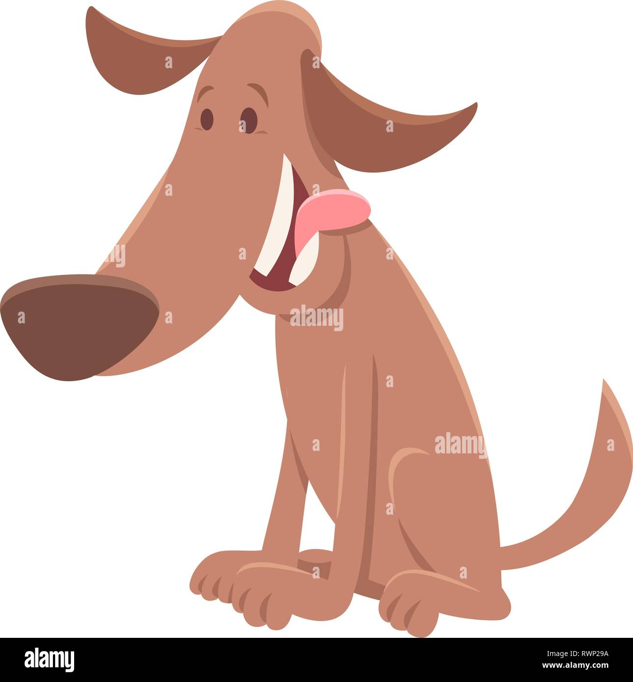 Cartoon Illustration of Funny Brown Dog Animal Character Stock Vector ...