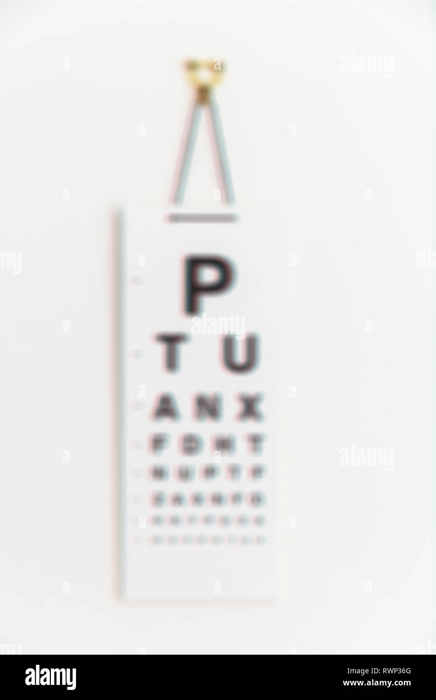 A blurred eyesight test chart Stock Photo