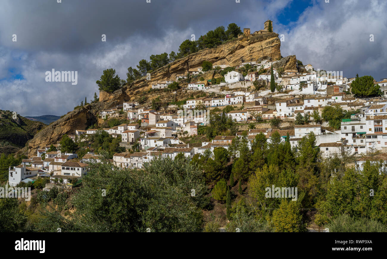 Whitewash houses on a hillside in the town of Montefrio; Montefrio, Province of Granada, Spain Stock Photo