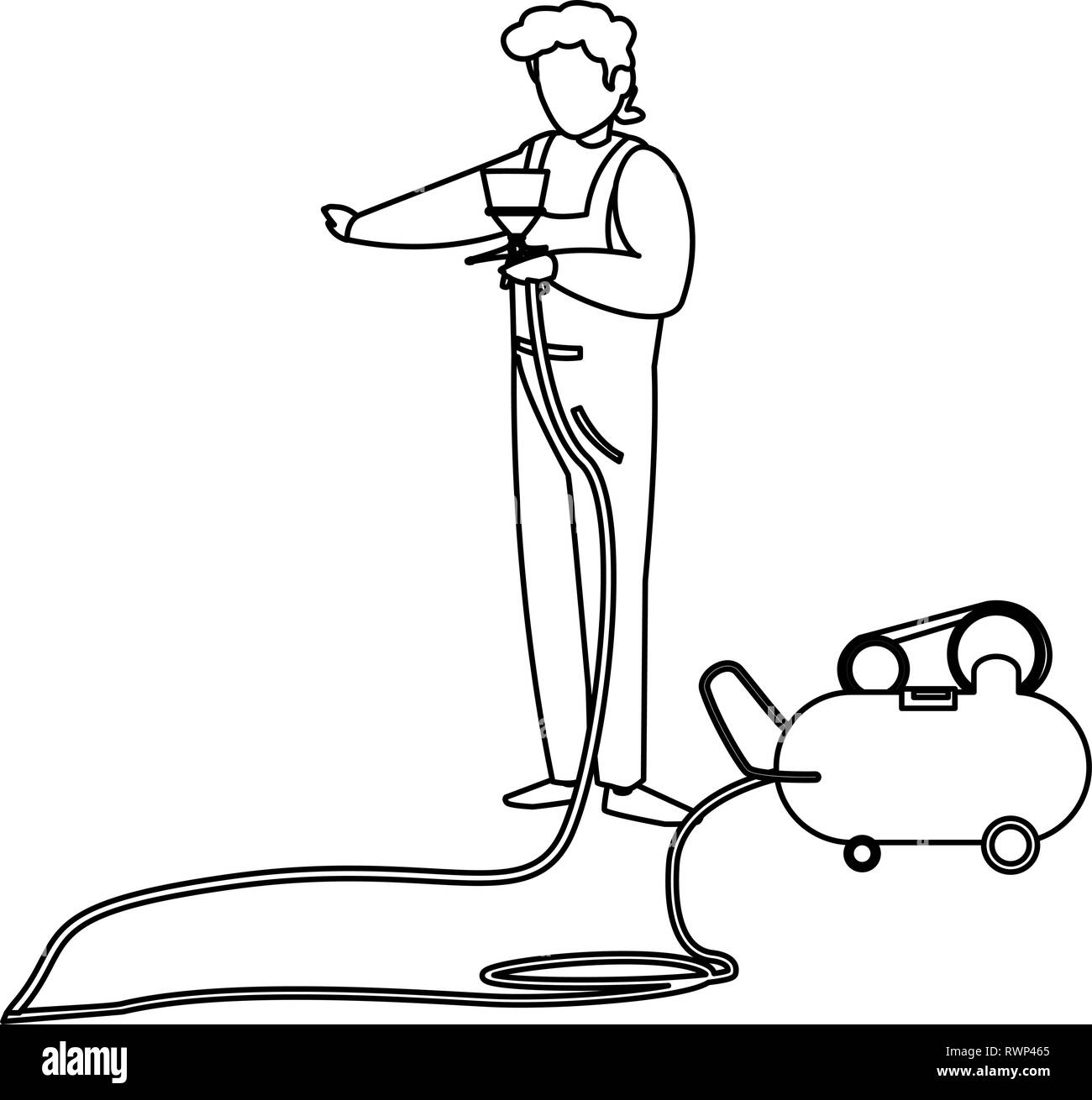 mechanic worker with compressor air vector illustration design Stock Vector Image & Art Alamy