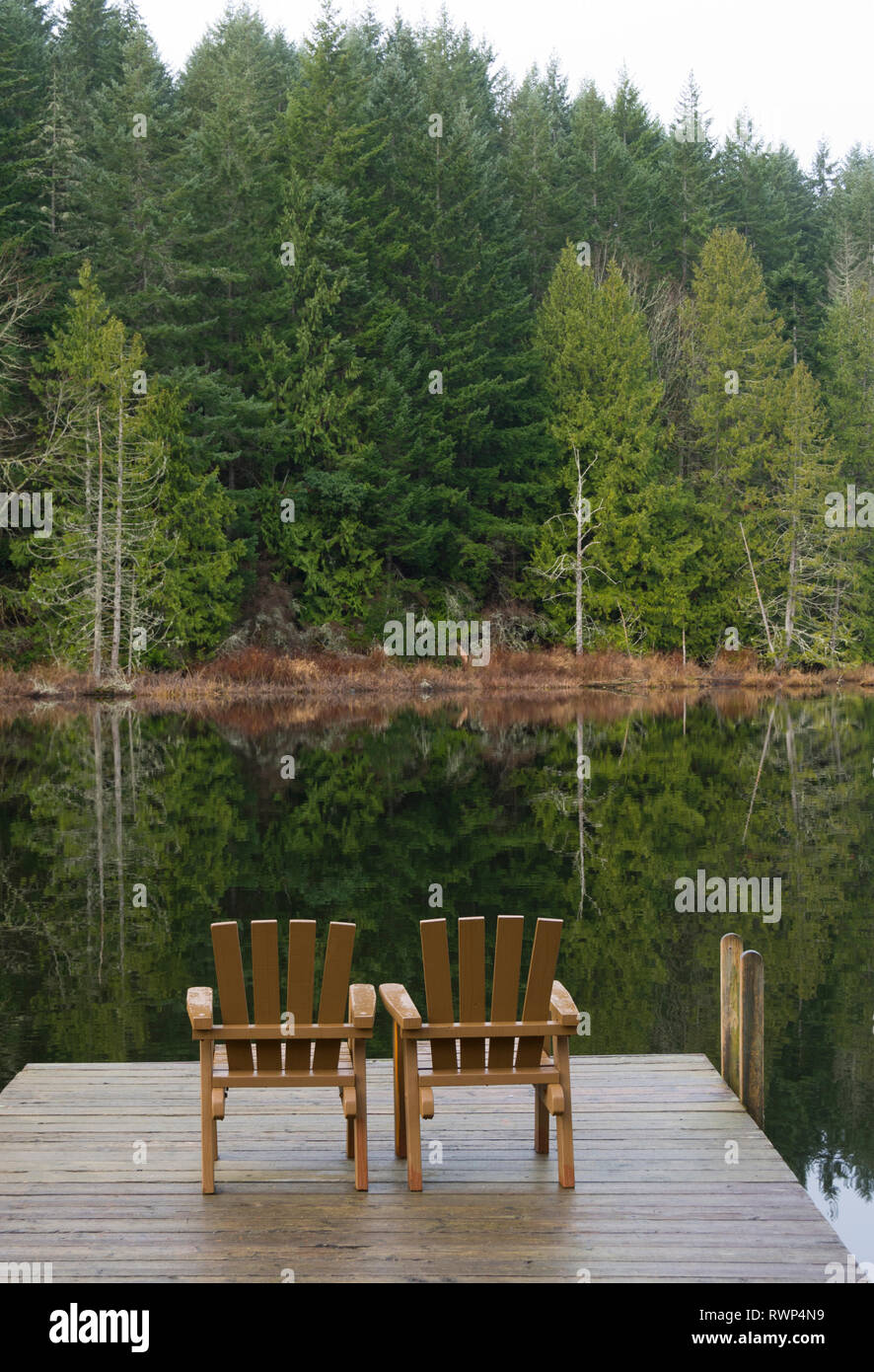 Adirondack Chairs, dock, Cusheon Lake Resort, Salt Spring Island