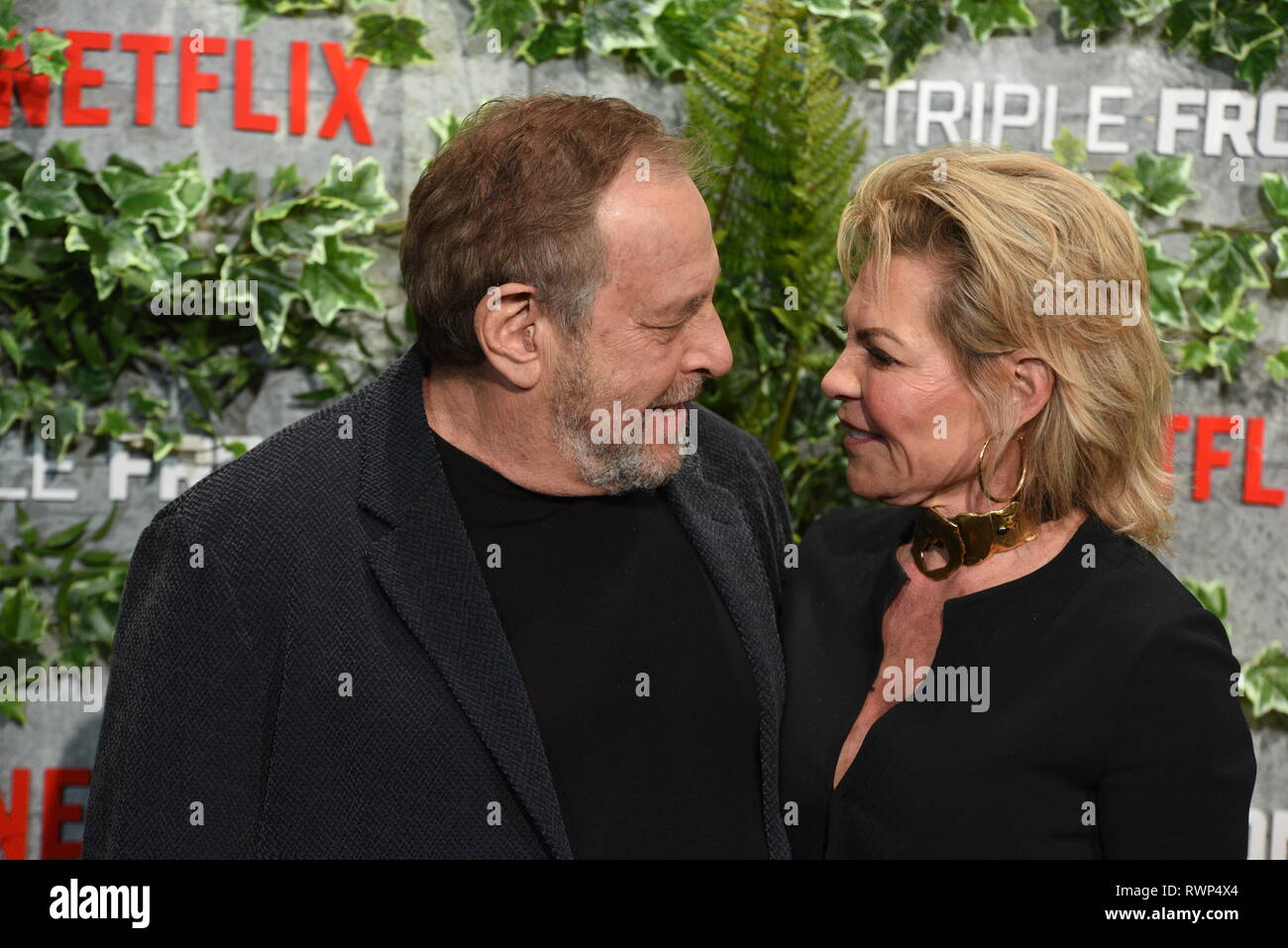 Madrid, Spain. 06th Mar, 2019. Producer Charles Roven (left) and his wife Stephanie Haymes Roven pose as they arrive for the premiere of 'Triple Frontier' at Callao Cinema in Madrid. Credit: Jorge Sanz/Pacific Press/Alamy Live News Stock Photo