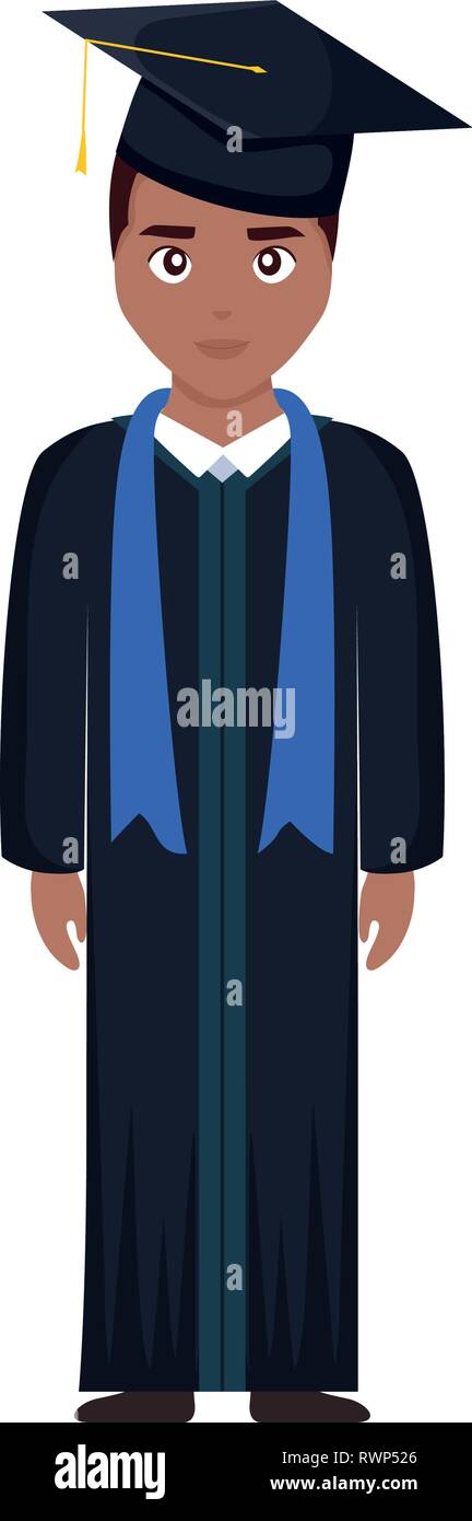 young student graduated black character vector illustration design ...