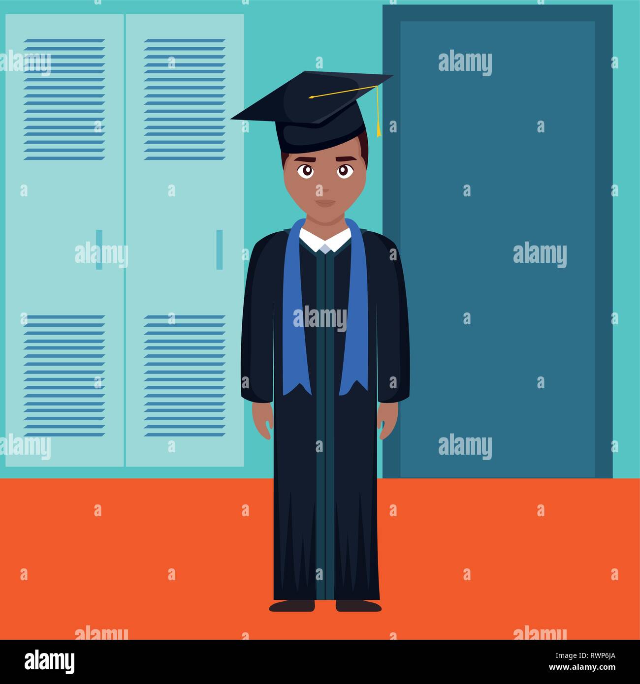 young student graduated black character vector illustration design ...