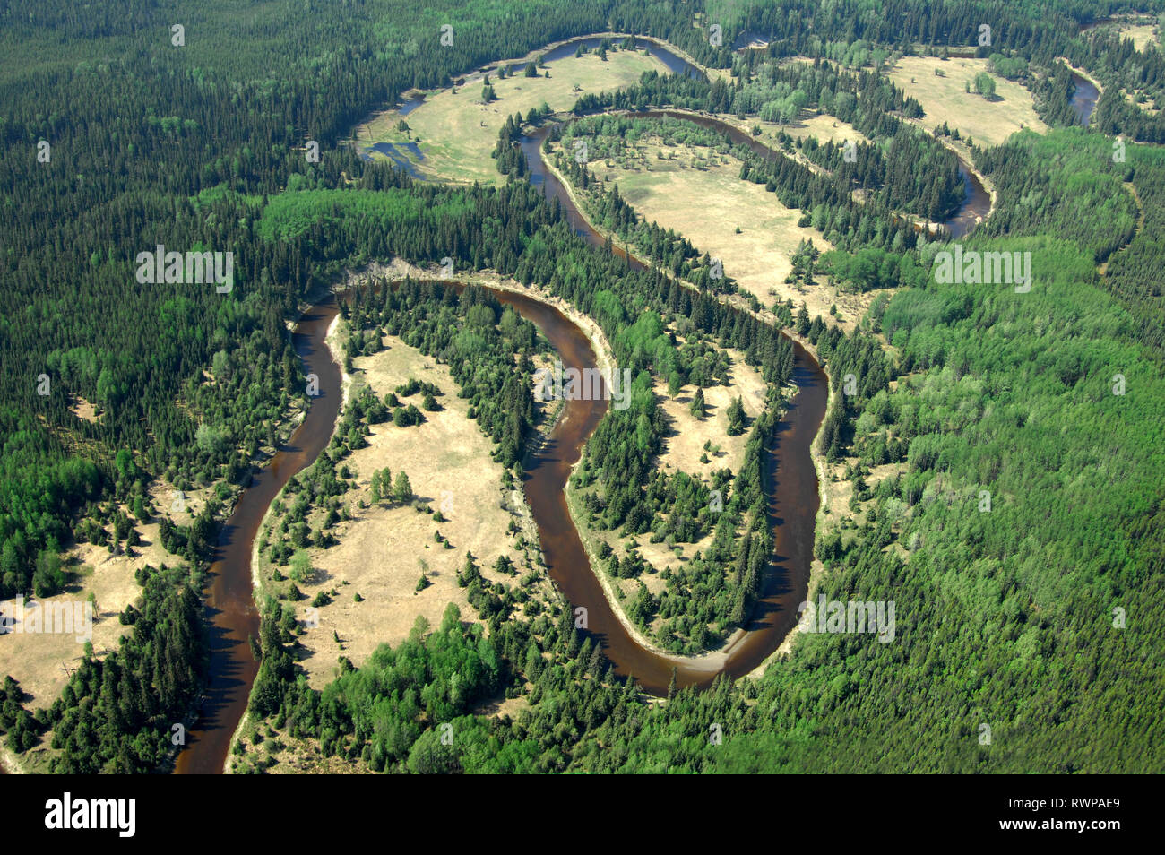 aerial, Goose River, Alberta Stock Photo Alamy