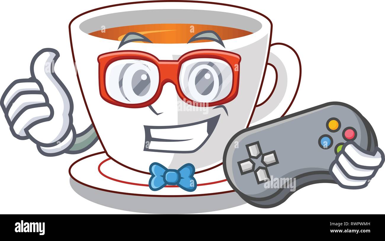 Gamer cup mint tea isolated with character Stock Vector Image & Art Alamy