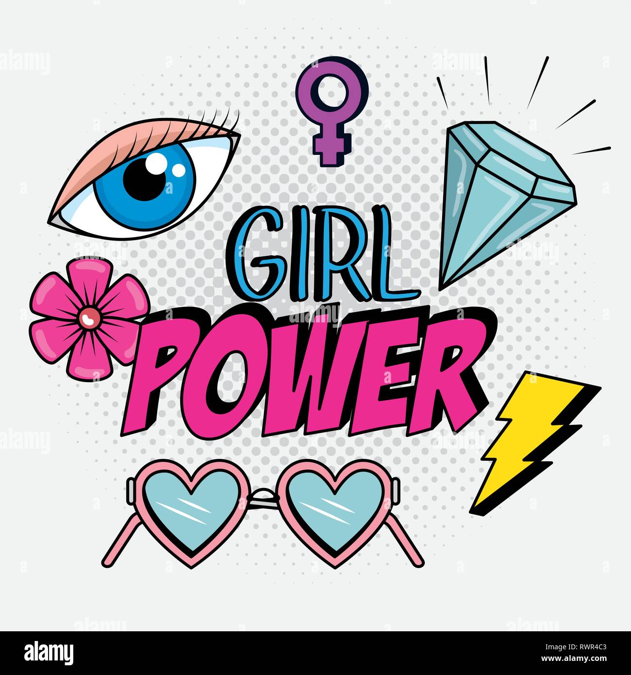 girl power message with pop art style vector illustration Stock Vector