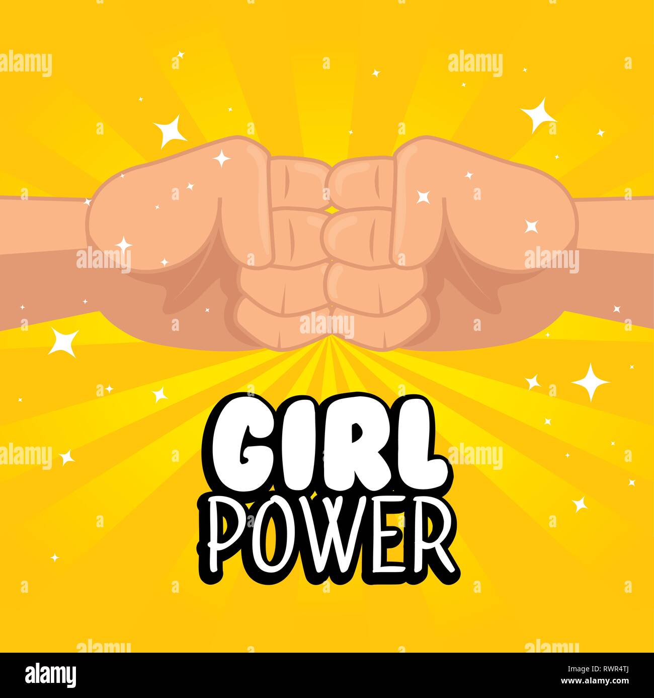 fist bump with girl power message vector illustration Stock Vector
