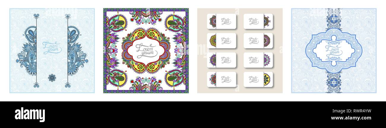 unusual floral ornamental template with place for your text, oriental vintage pattern Stock Vector