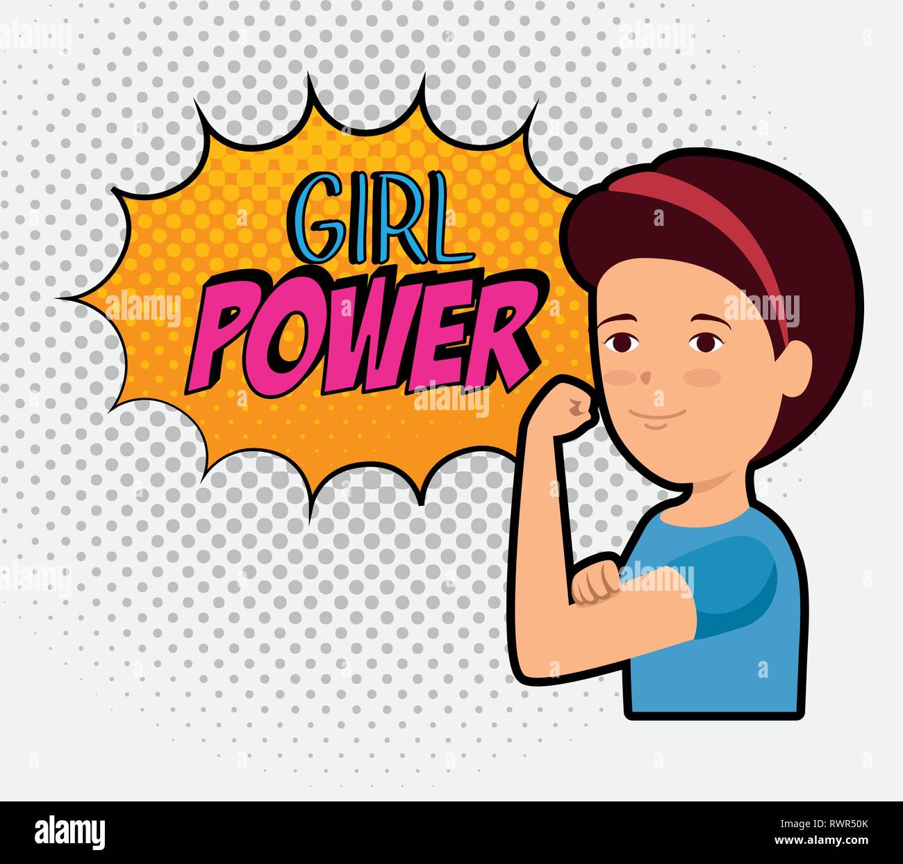 woman and fashion star with girl power message vector illustration