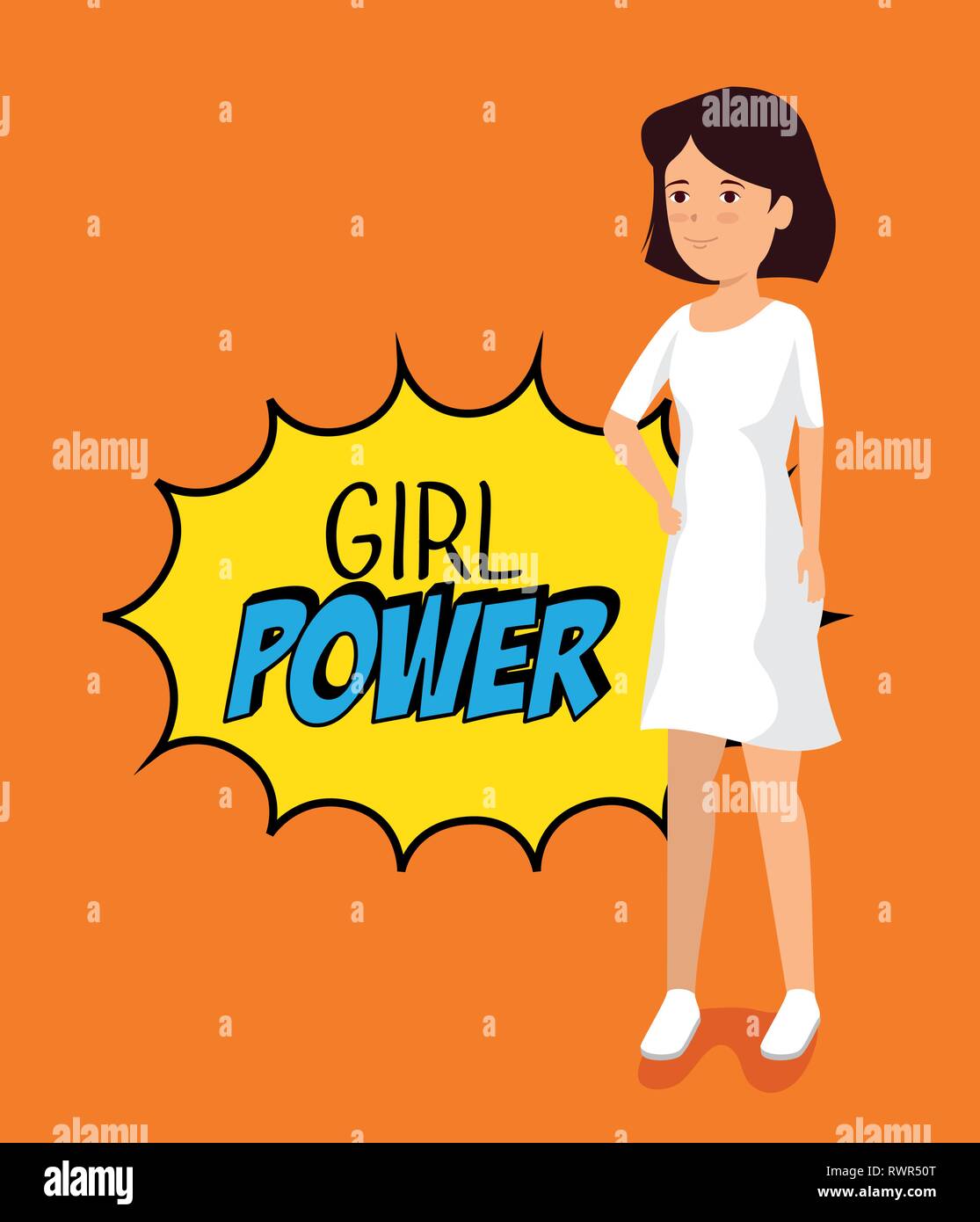 woman with girl power message inside star vector illustration Stock