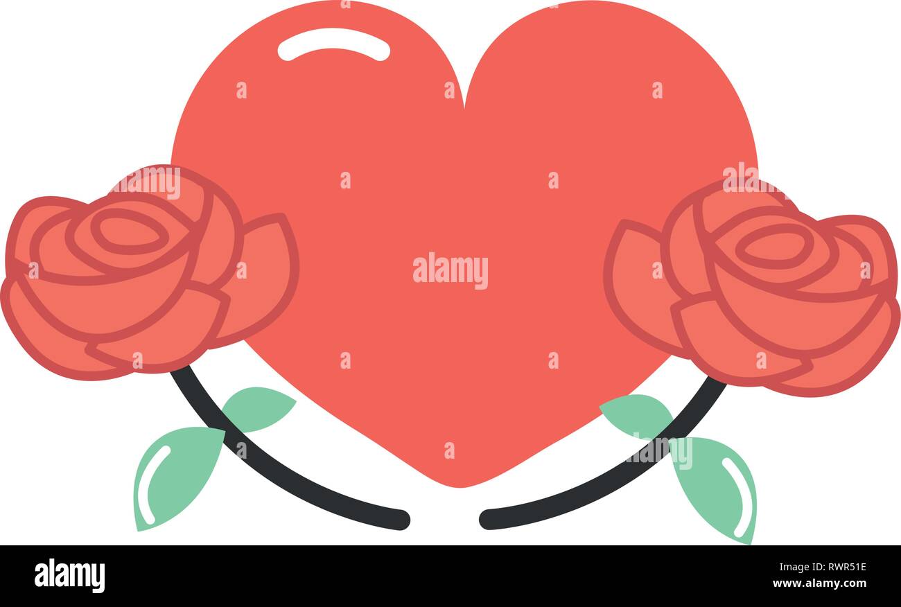 heart love flowers on white background vector illustration Stock Vector ...