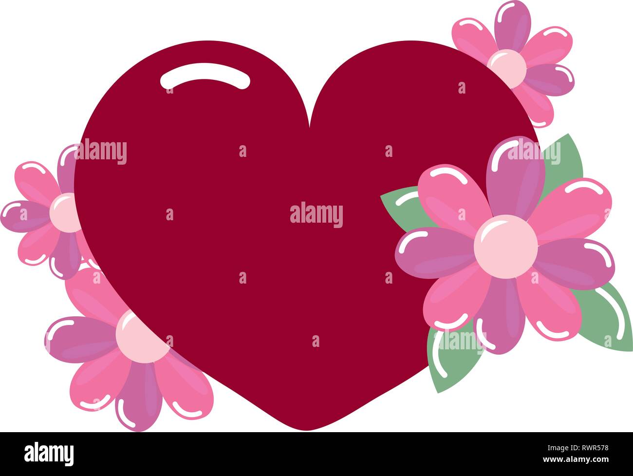 heart love flowers arrangement on white background vector illustration ...