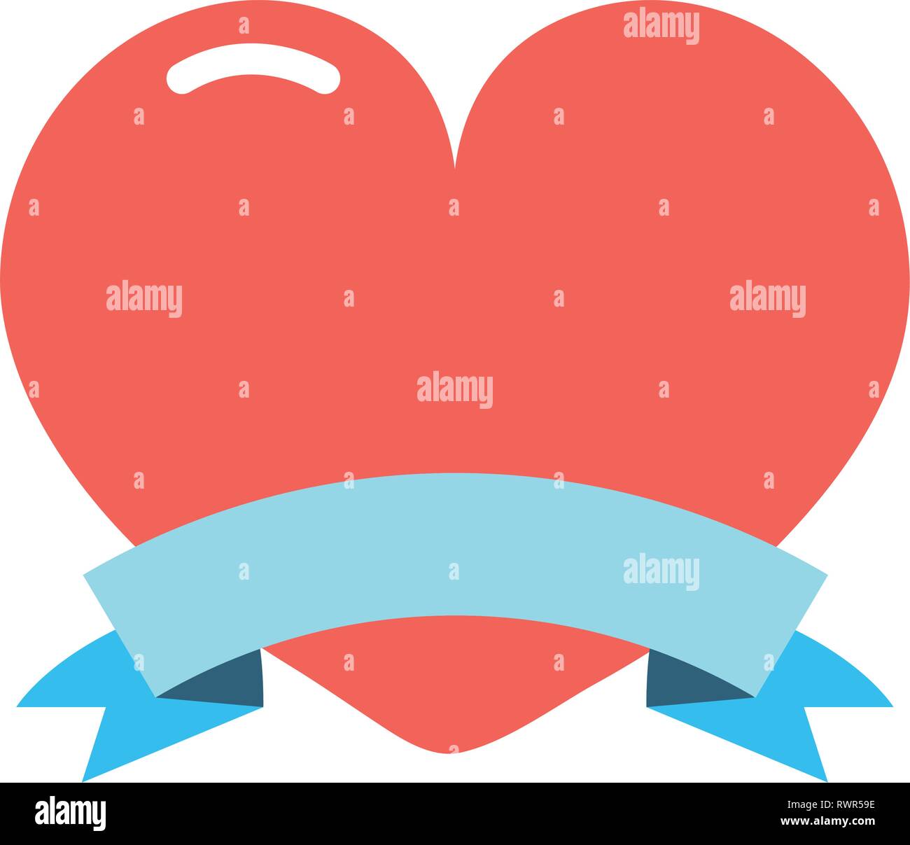 red heart love ribbon on white background vector illustration Stock ...