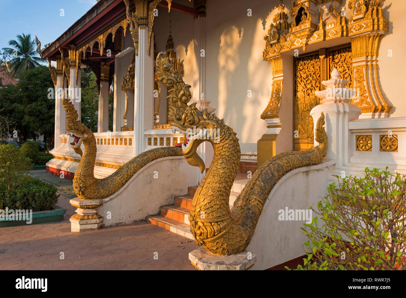 Phaya naga dragons Wat That Foon Vientiane Laos Stock Photo