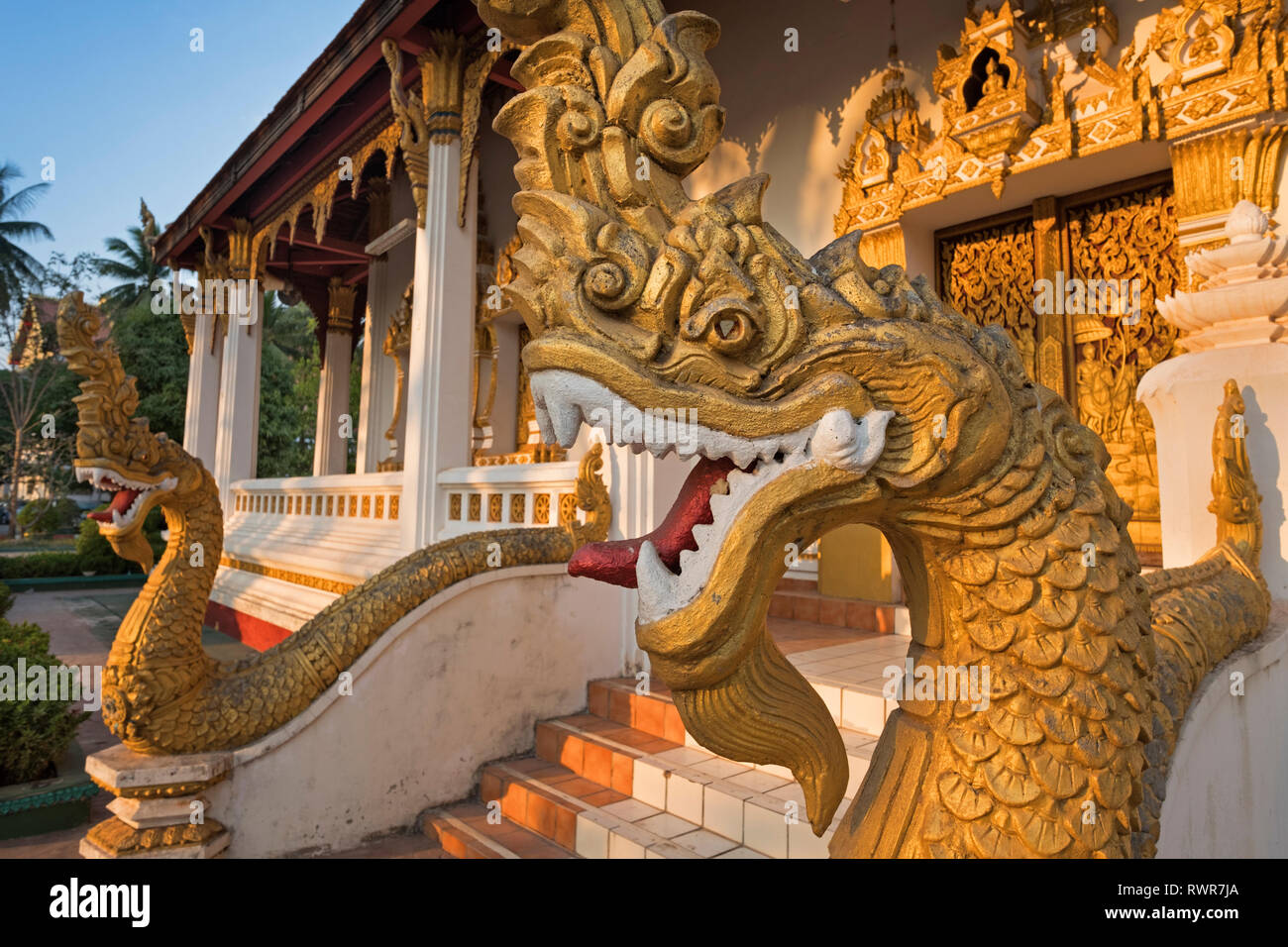 Phaya naga dragons Wat That Foon Vientiane Laos Stock Photo