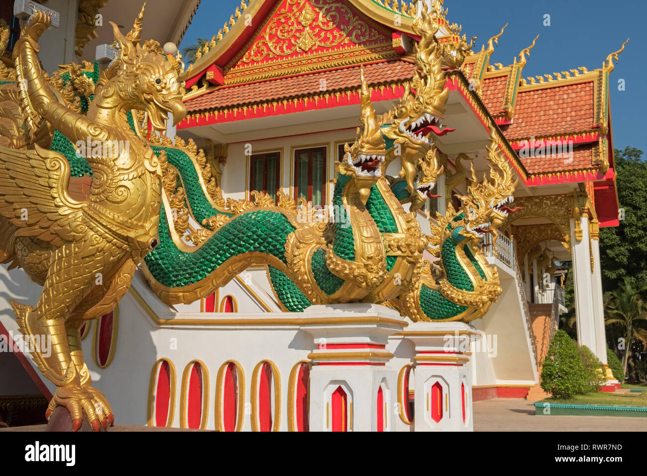 Phaya naga dragons Wat That Foon Vientiane Laos Stock Photo