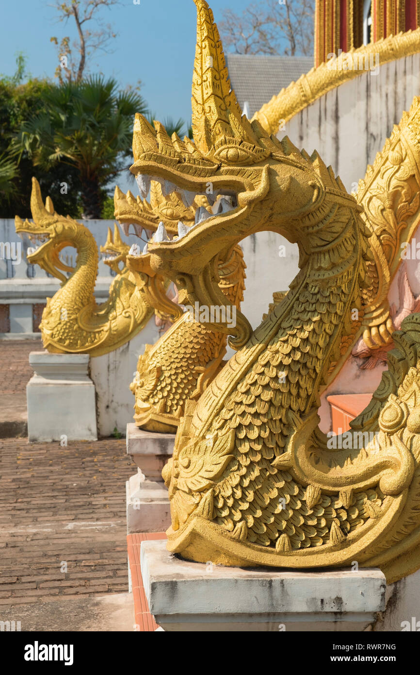 Phaya naga dragons Wat Haw Pha Kaeo Vientiane Laos Stock Photo