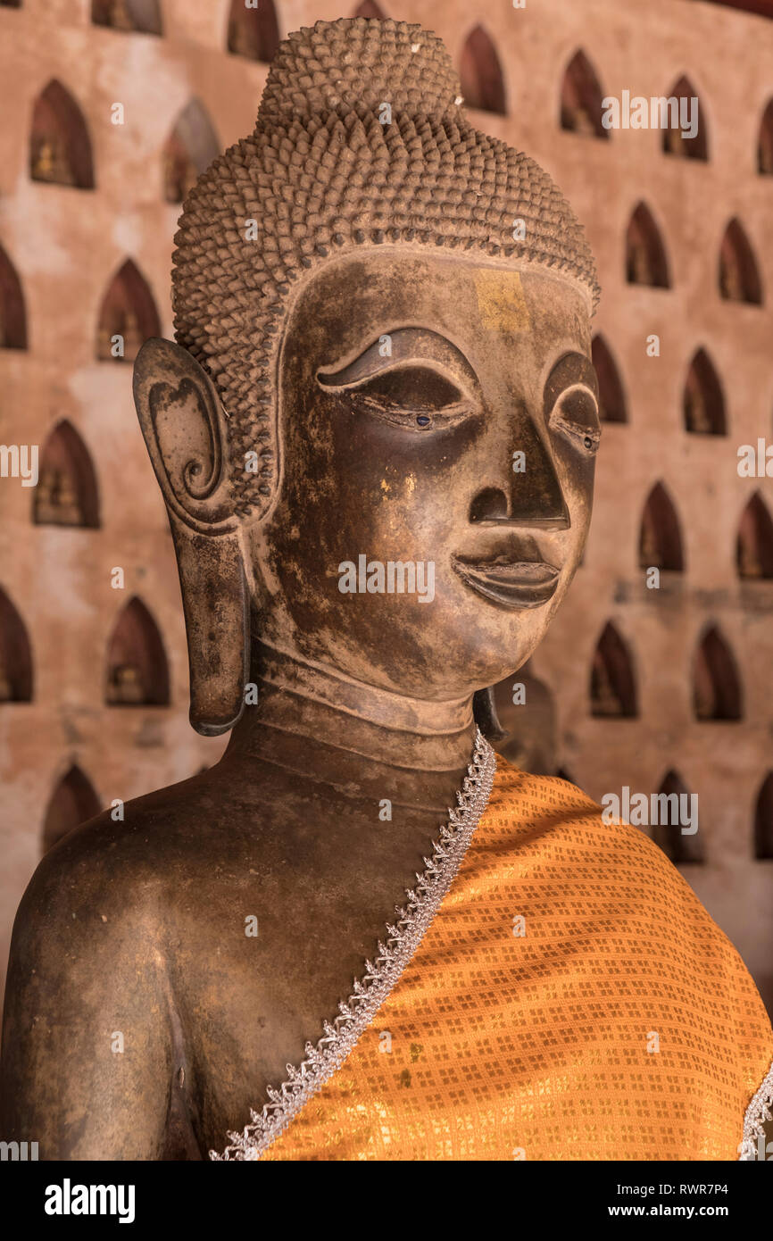 Buddha statue Wat Si Saket Vientiane Laos Stock Photo