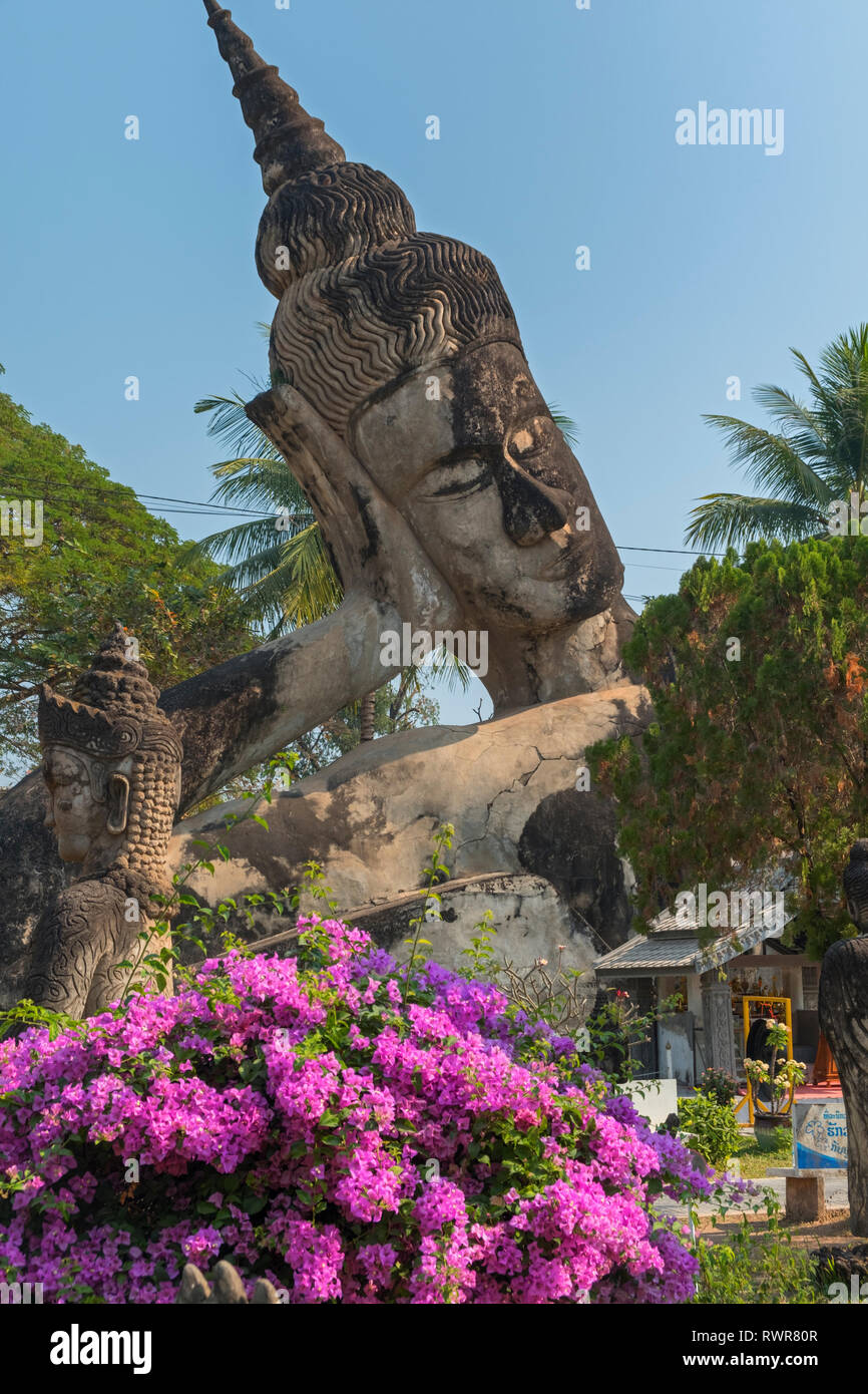 Xieng Khuan Buddha Park Reclining Buddha Vientiane Laos Stock Photo