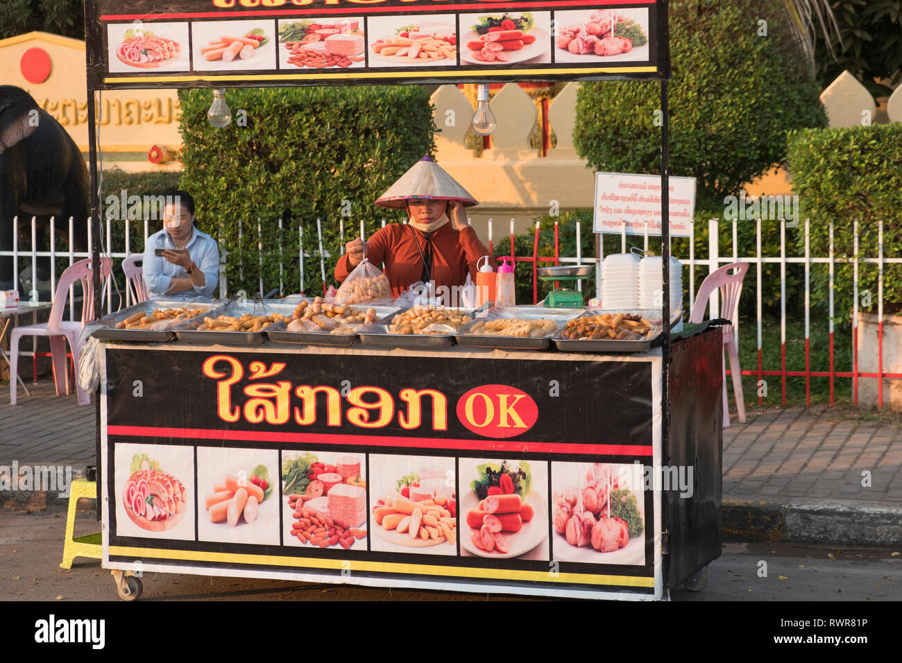 Food vendor Vientiane Laos Stock Photo