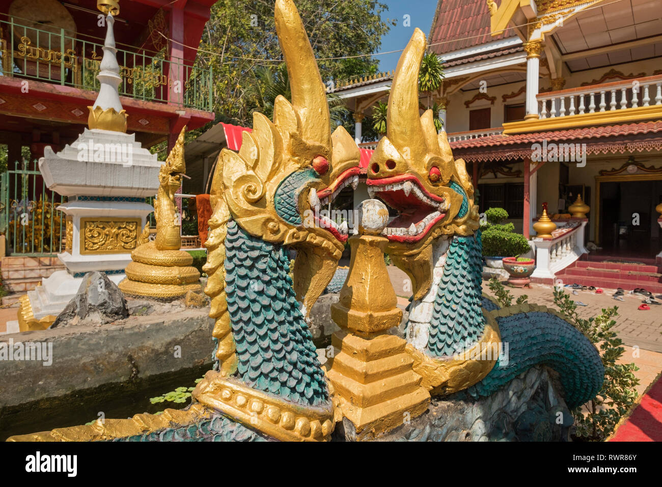Phaya naga dragons Wat Chanthaboury Vientiane Laos Stock Photo