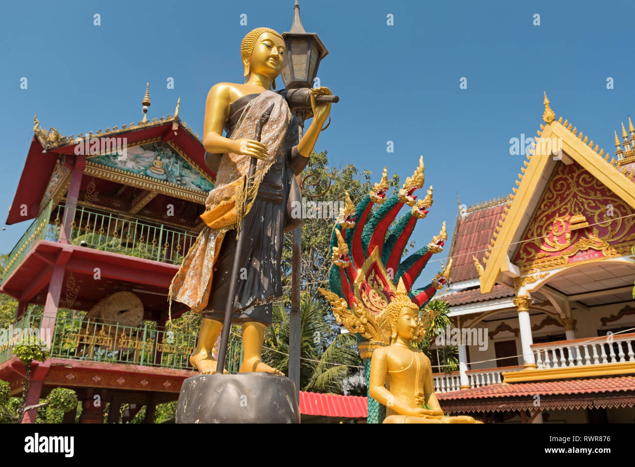 Buddha statues Wat Chanthaboury Vientiane Laos Stock Photo