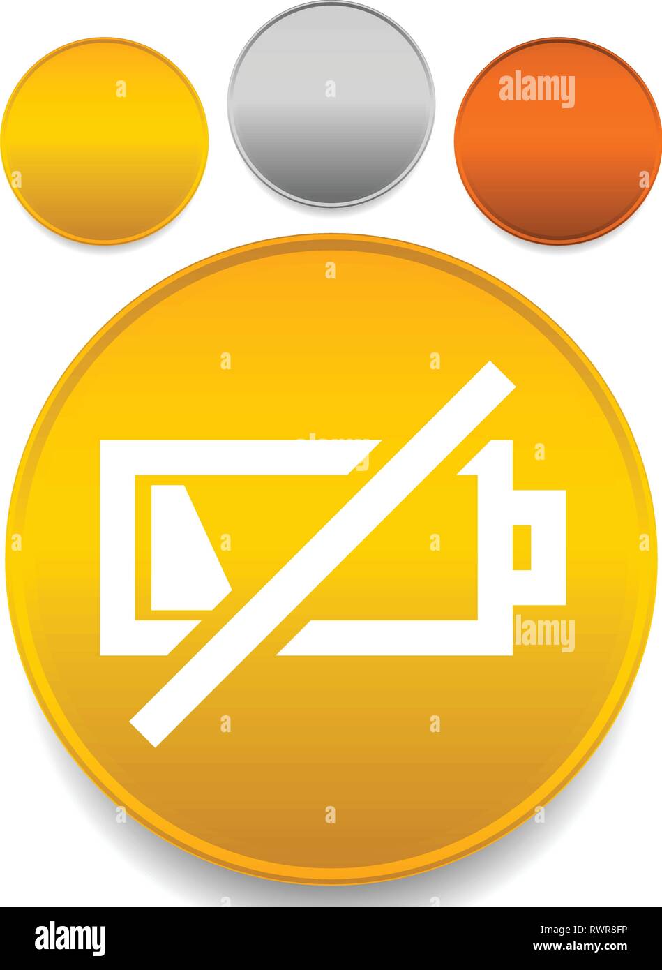 Icon with low battery symbol, Battery level indicator Stock Vector