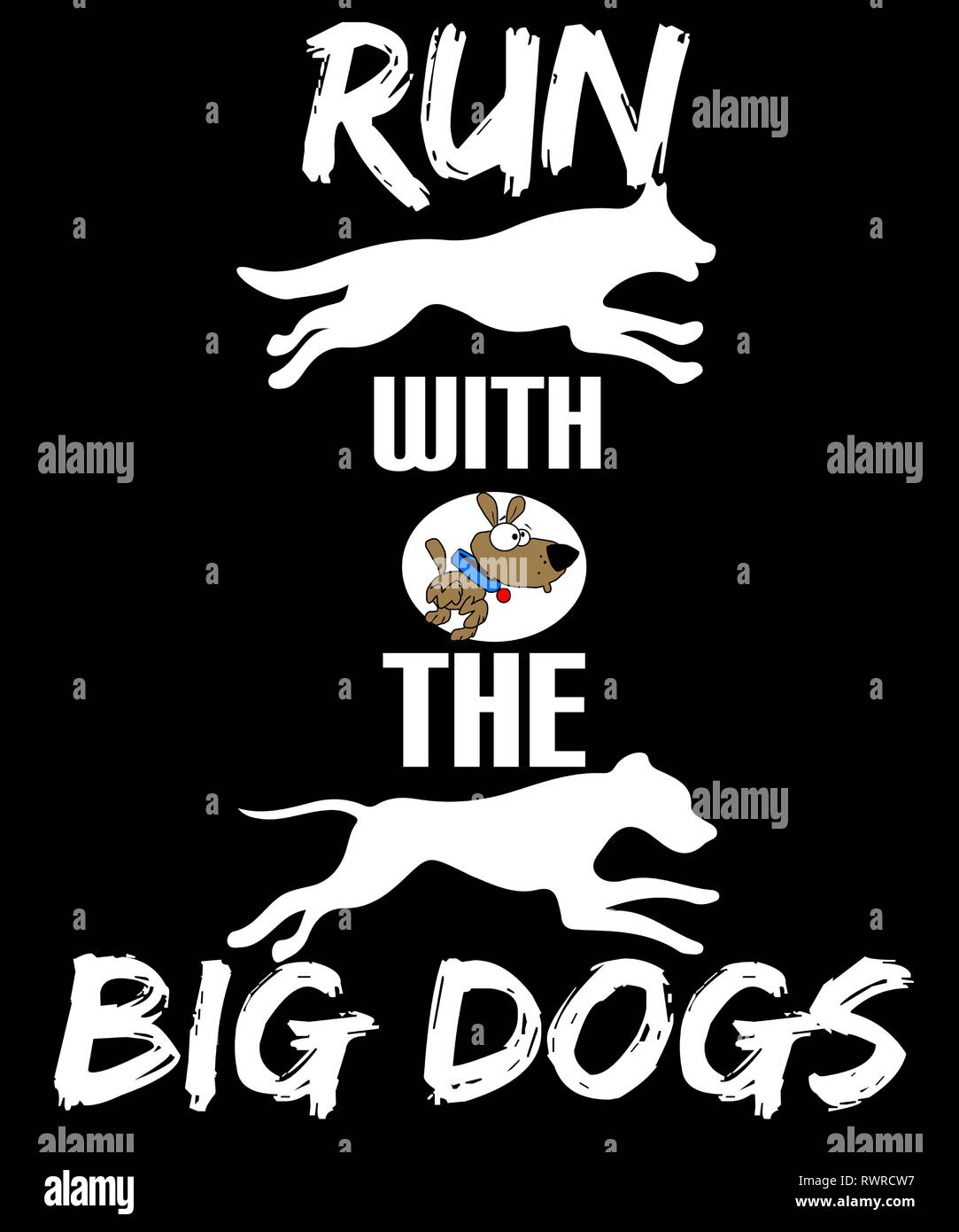 Run with the big dogs is a illustration with a double meaning message. Could be a business concept, social climbing ladder, sports and many other idea. Stock Photo