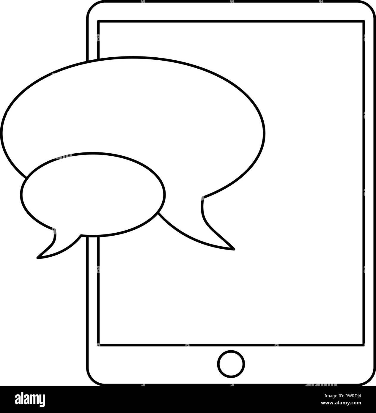 smartphone chat bubbles symbol in black and white Stock Vector Image ...