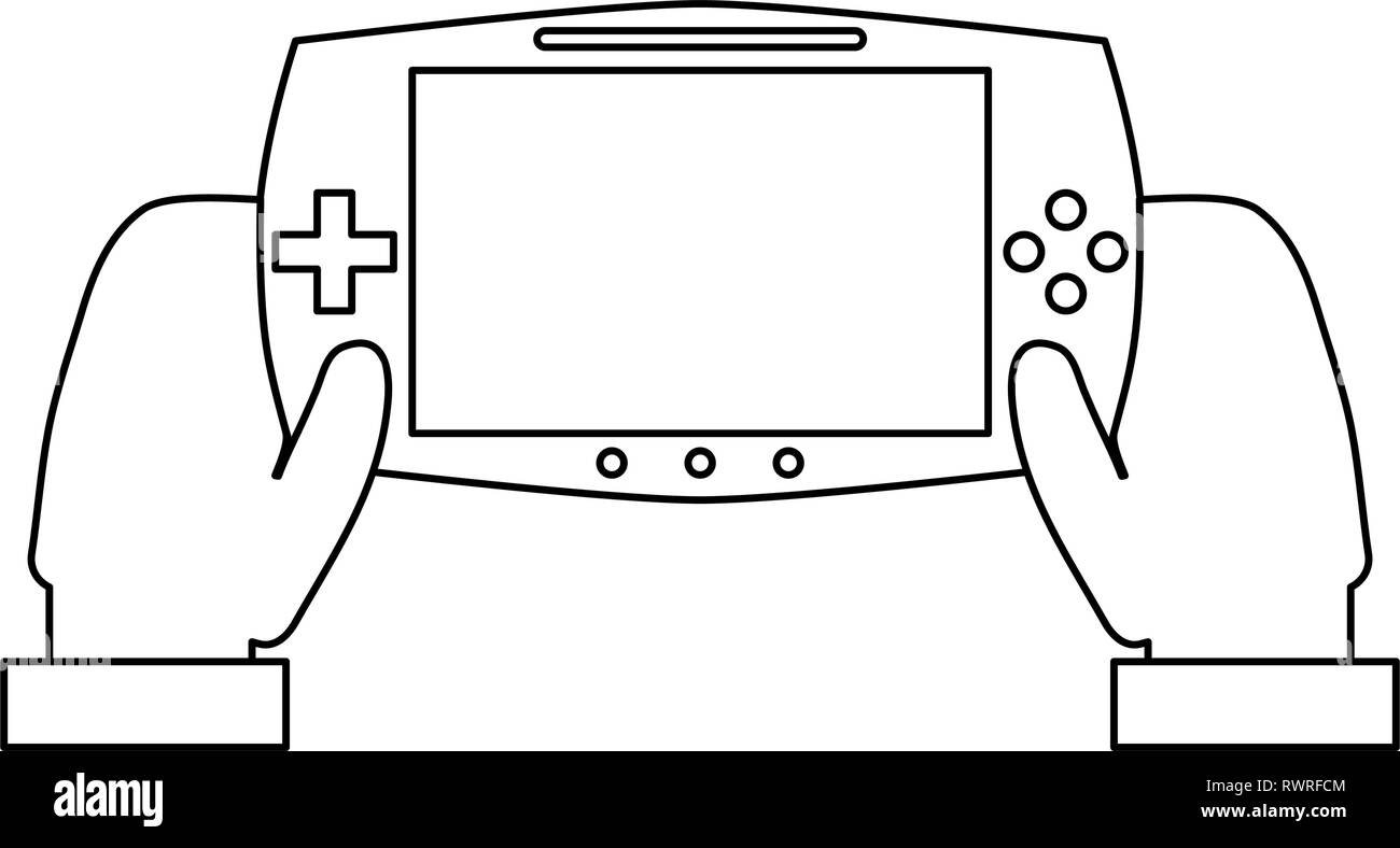 hands using videogame console in black and white Stock Vector Image ...
