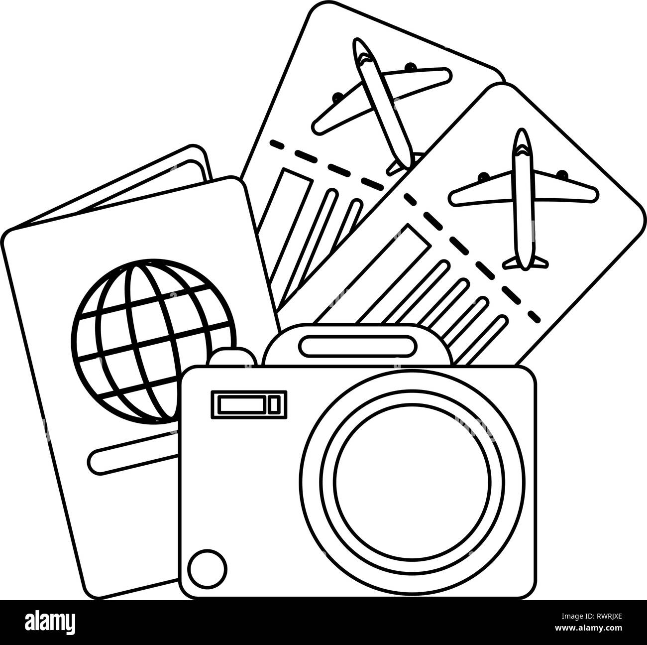 Vacation and travel in black and white Stock Vector Image & Art - Alamy
