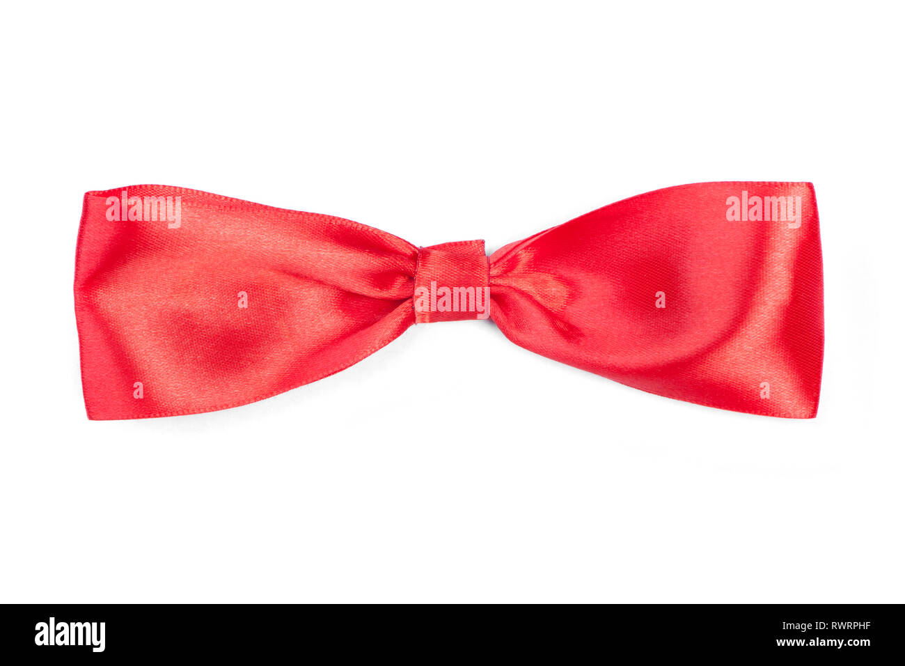 Red satin tie bow isolated on white background Stock Photo