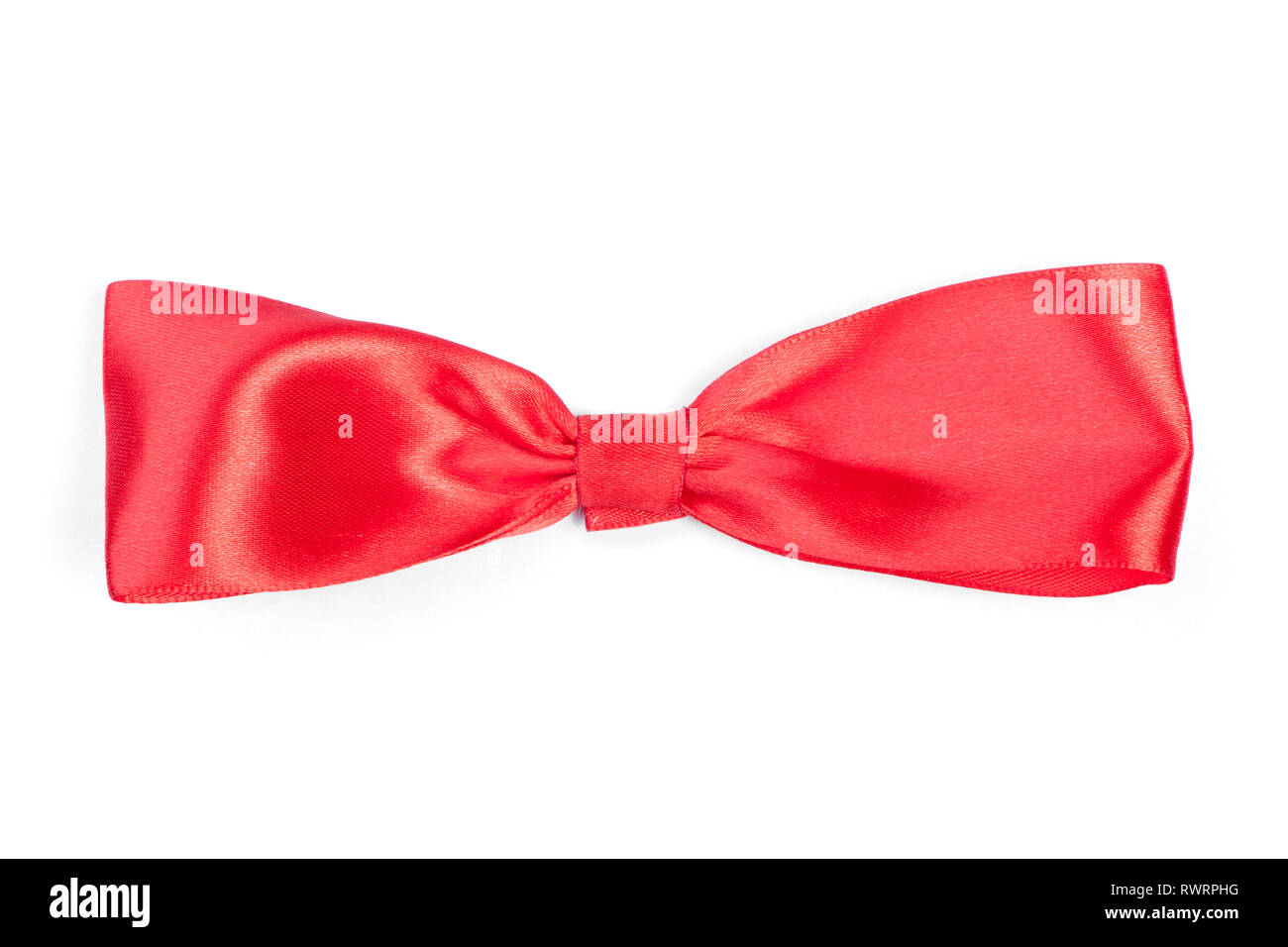 Red satin tie bow isolated on white background Stock Photo